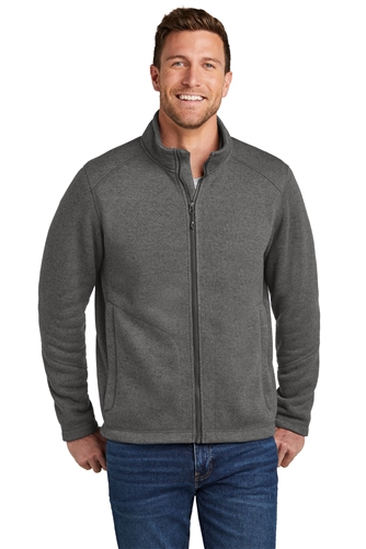 Custom embroidered logo on Port Authority F428 fleece jacket