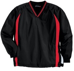 Sport-Tek Tipped V-Neck Raglan Wind Shirt Black White â€“ Custom Logo Wind Shirt