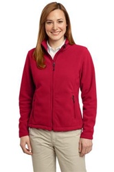 Port Authority L217 Ladies Fleece Jacket in charcoal with a custom embroidered company logo on the left chest.