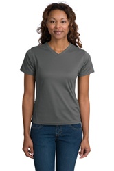 L468V Sport-Tek Dri-Mesh Ladies V-Neck T-Shirt