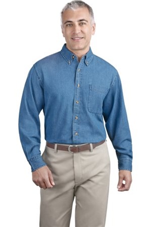 Port & Company SP10 Long Sleeve Value Denim Shirt 