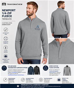 Travis Mathew Newport 1/4-Zip Fleece with embroidered company logo