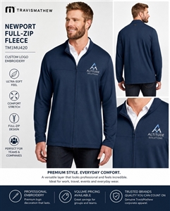 TravisMathew Newport Full-Zip Fleece with embroidered company logo