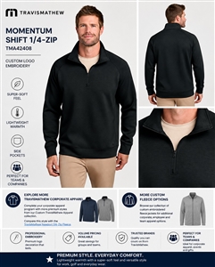 Travis Mathew Newport 1/4-Zip Fleece with embroidered company logo